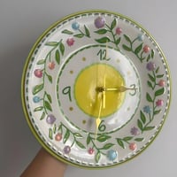 Image 3 of 11" Lemon Blossom Ceramic Plate Clock: Hand-Painted Floral Wall Decor