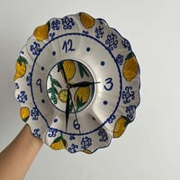 Image 3 of 10 " Lemon Wall Clock | Hand Painted Scalloped Ceramic Plate | Amalfi Kitchen Decor