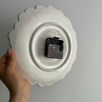 Image 3 of 10" Hand-Painted Teal Bloom Pottery Clock,Wall Decor, Unique Housewarming Gift, Silent clock