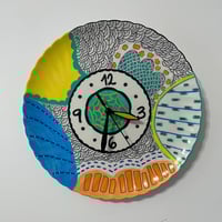 Image 3 of 10" Colorful Ceramic Wall Clock: Handmade Eco-Friendly Home Decor