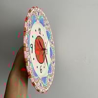 Image 4 of 11" Red Wall Clock | Hand-Painted Plate, Silent Decor