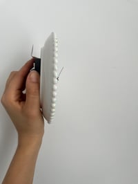 Image 4 of 5.5" Hand-Painted Lavender & Gold Ceramic Clock – Silent Whimsical Decor with Stand