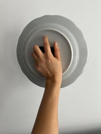 Image 4 of 11" Abstract Wall Clock | Blue Scalloped Ceramic Plate | Silent clock Home Art