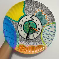 Image 4 of 10" Colorful Ceramic Wall Clock: Handmade Eco-Friendly Home Decor