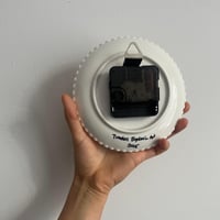 Image 5 of 5.5" Handmade Ceramic Mini Clock, Purple Whirl, Silent Desk Decor