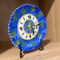 Image 5 of 5.5" Handmade Lemon Blue Ceramic Clock: Whimsical Pottery Decor