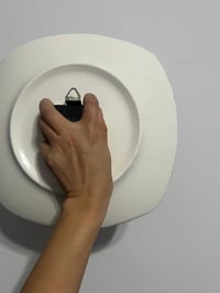 Image 5 of 11" Purple & Orange Wall Clock | Hand Painted Abstract Square Plate | Silent clock