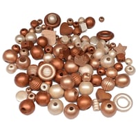 Image 2 of 100PC. COPPER  MIX hand dyed/painted wooden bead lots mixed size, shape and colors 