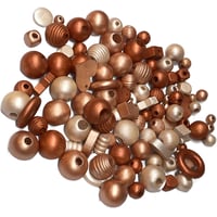 Image 3 of 100PC. COPPER  MIX hand dyed/painted wooden bead lots mixed size, shape and colors 