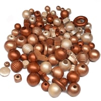 Image 4 of 100PC. COPPER  MIX hand dyed/painted wooden bead lots mixed size, shape and colors 