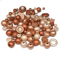 Image 5 of 100PC. COPPER  MIX hand dyed/painted wooden bead lots mixed size, shape and colors 