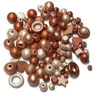Image 6 of 100PC. COPPER  MIX hand dyed/painted wooden bead lots mixed size, shape and colors 