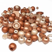 Image 7 of 100PC. COPPER  MIX hand dyed/painted wooden bead lots mixed size, shape and colors 