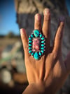 XL Sleeping beauty turquoise with Pink center ring 