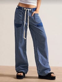 Image 5 of Indigo Striped Utility Pants