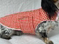 Image 1 of Red Gingham Puffer Strap Coat