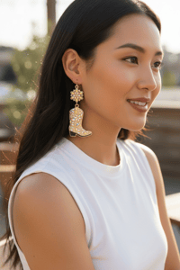 Cowgirl Rhinestone Boot Earrings 