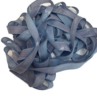Image 5 of 1PC. ACID WASH JEANS 42" hand dyed wrist wrap bracelet silk ribbon//Yoga wrist wrap bracelet ribbon