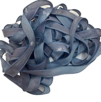 Image 7 of 1PC. ACID WASH JEANS 42" hand dyed wrist wrap bracelet silk ribbon//Yoga wrist wrap bracelet ribbon