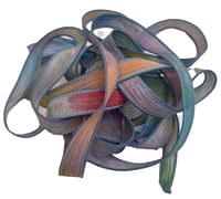 Image 5 of 1PC. GRAFFITI 42" hand dyed wrist wrap bracelet silk ribbon//Yoga wrist wrap bracelet ribbon