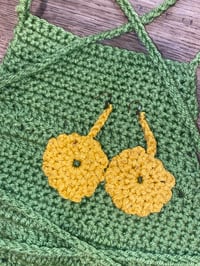 Image 3 of Green & Yellow Crochet Halter Top With Earrings Set