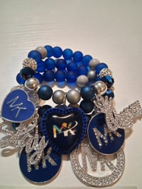 Image 1 of Mk blue hearts with bling