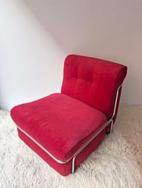 Image 3 of SILLÓN CROMADO CON PANA ROJA, AÑOS 70
