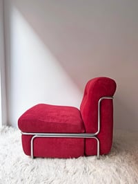 Image 2 of SILLÓN CROMADO CON PANA ROJA, AÑOS 70