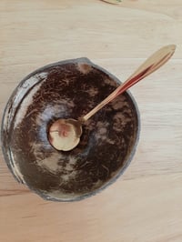 Mini coconut bowl and golden spoon