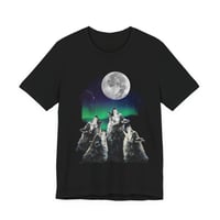 Image 1 of Wolf Moon T-Shirt — Howling Wolves with Northern Lights Graphic