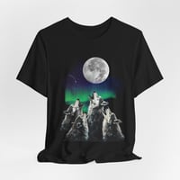 Image 4 of Wolf Moon T-Shirt — Howling Wolves with Northern Lights Graphic