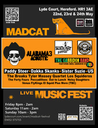 Image 1 of Madcat mini music festival 22nd & 23rd May. Friends and family ticket