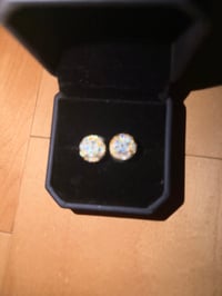 Image 1 of Moissanite Halo Stud Earrings