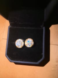 Image 2 of Moissanite Halo Stud Earrings