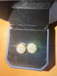 Image 3 of Moissanite Halo Stud Earrings