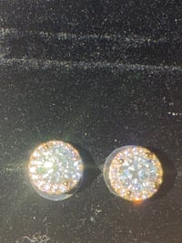 Image 4 of Moissanite Halo Stud Earrings
