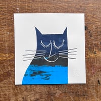 Image 1 of Happy Cat Screenprint blue collection