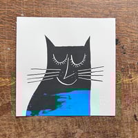 Image 2 of Happy Cat Screenprint blue collection