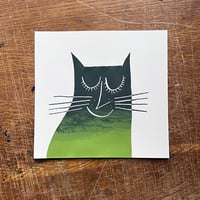 Image 1 of Happy Cat Screenprint Green
