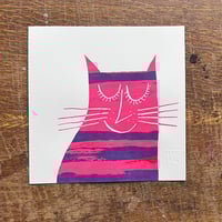 Image 1 of Happy Cat Screenprint - pink selection