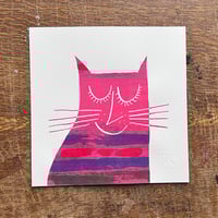Image 3 of Happy Cat Screenprint - pink selection