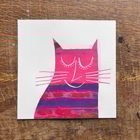 Image 4 of Happy Cat Screenprint - pink selection