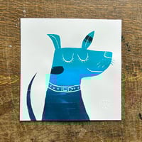 Image 2 of Happy Dog Screenprint - blue options