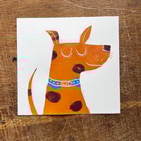 Image 2 of Happy Dog Screenprint - mustard yellow collection
