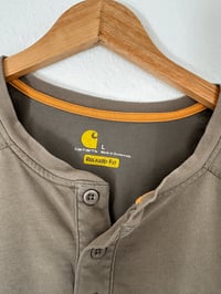 Image 2 of Vintage Carhartt - Dusty Olive Henley Short Sleeve T-Shirt (Large)
