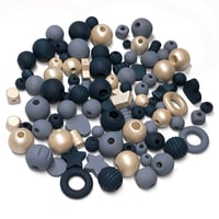 Image 1 of 100PC. NAUTICAL MIX hand dyed/painted wooden bead lots mixed size, shape and colors 