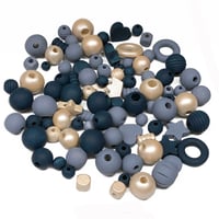 Image 2 of 100PC. NAUTICAL MIX hand dyed/painted wooden bead lots mixed size, shape and colors 