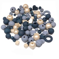 Image 3 of 100PC. NAUTICAL MIX hand dyed/painted wooden bead lots mixed size, shape and colors 