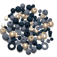 Image 4 of 100PC. NAUTICAL MIX hand dyed/painted wooden bead lots mixed size, shape and colors 