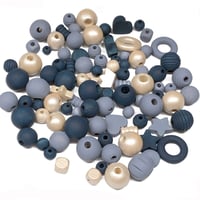 Image 6 of 100PC. NAUTICAL MIX hand dyed/painted wooden bead lots mixed size, shape and colors 